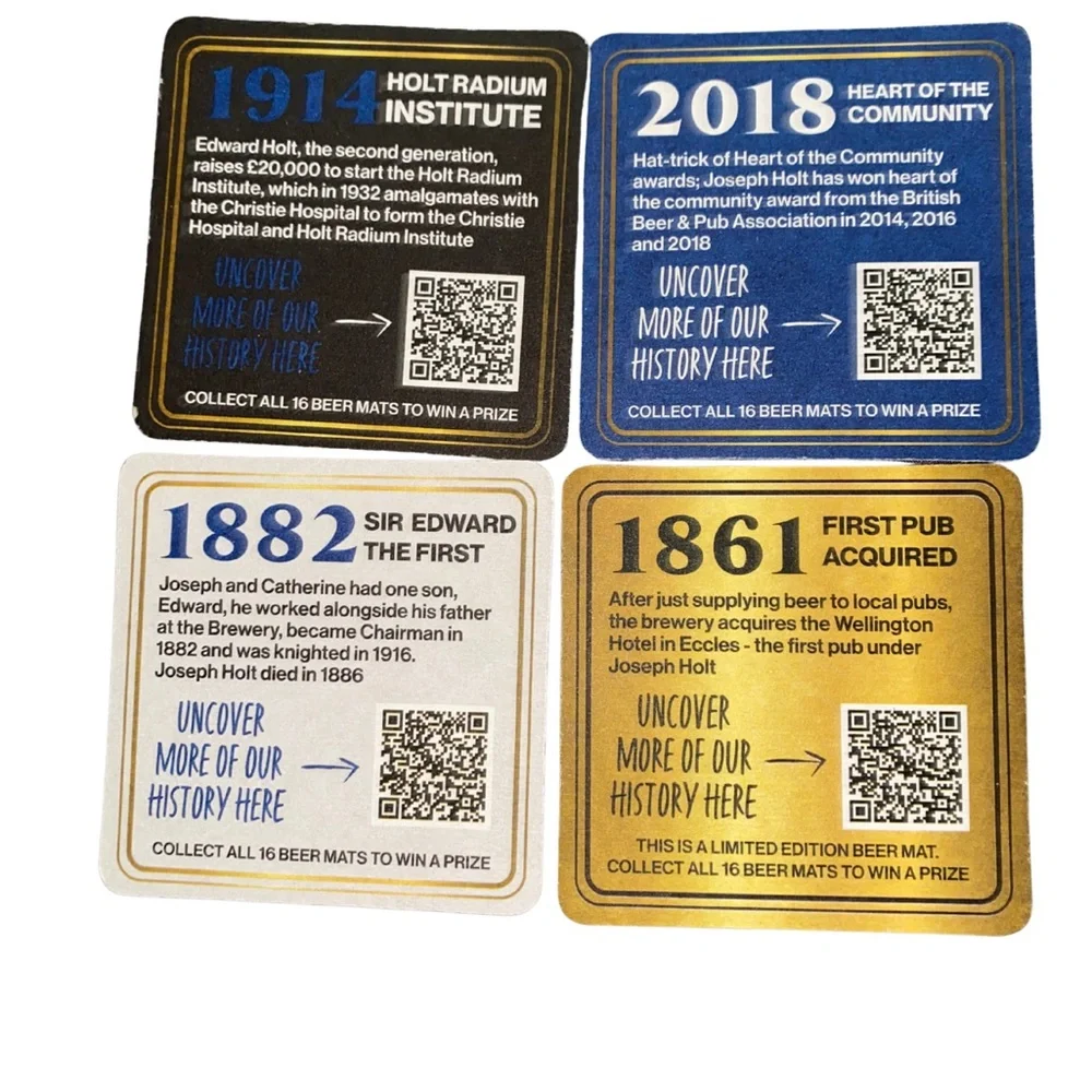 Joseph Holt 175 Years 1849–2024‎ Beer Mats Coasters Set of 4 Anniversary Edition